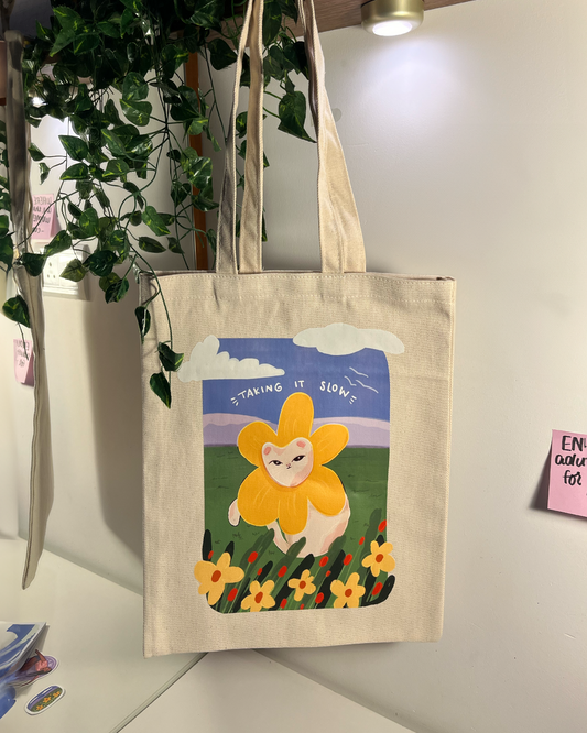 Flower Cat Tote Bag